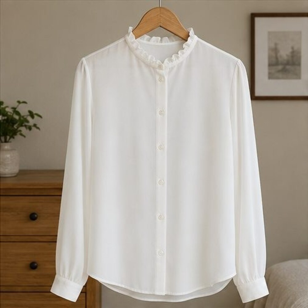 White Ruffle Collar Blouse